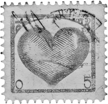 A postage stamp, drawn in ink